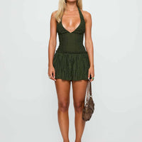Mixie Halter Playsuit Olive Green