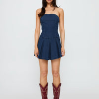Fantastical Strapless Playsuit Dark Denim