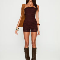 Ayver Strapless Playsuit Chocolate