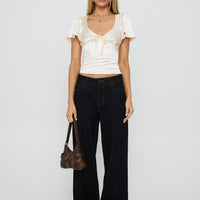 Sun Will Rise Tie Detail Top Cream