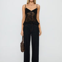 Weslee Lace Babydoll Top Black