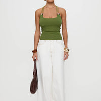 Roller Coaster Bead Detail Top Green