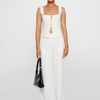 Zenda Linen Blend Top Off White