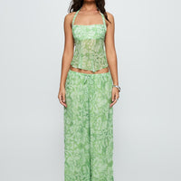 Finesse Halter Top Green Floral