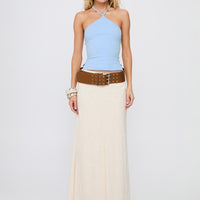 Baseline Halter Rib Top Light Blue