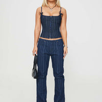Charismatic Denim Corset Dark Pinstripe