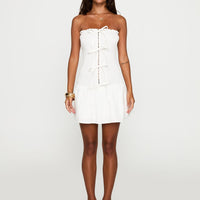 Think And Smile Strapless Tie Detail Playsuit White