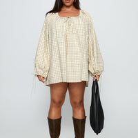 Preacher Playsuit White Check Curve