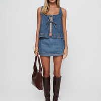 Stefenie Denim Tie Top Mid Wash