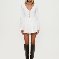 Halcyon Long Sleeve Romper White