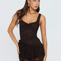 Kaydenn Frill Playsuit Chocolate