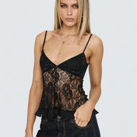 Weslee Lace Babydoll Top Black
