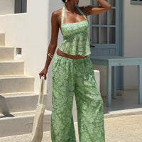 Finesse Halter Top Green Floral