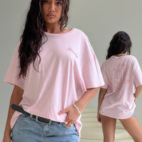 Howdy Partner Oversized Graphic Tee Pink