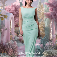 Shapewear Boatneck Draped Sculpting Maxi Dress