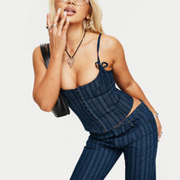 Charismatic Denim Corset Dark Pinstripe