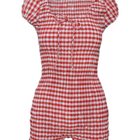 Bashful Playsuit Red Check
