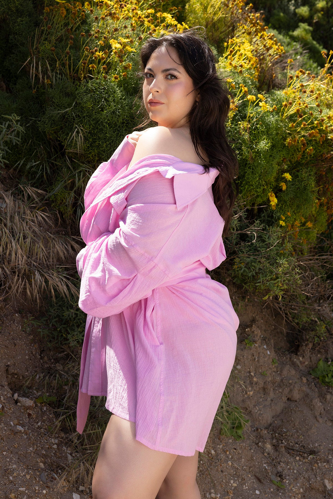 I Need a Vacation Shirt Dress - Pink Lavender