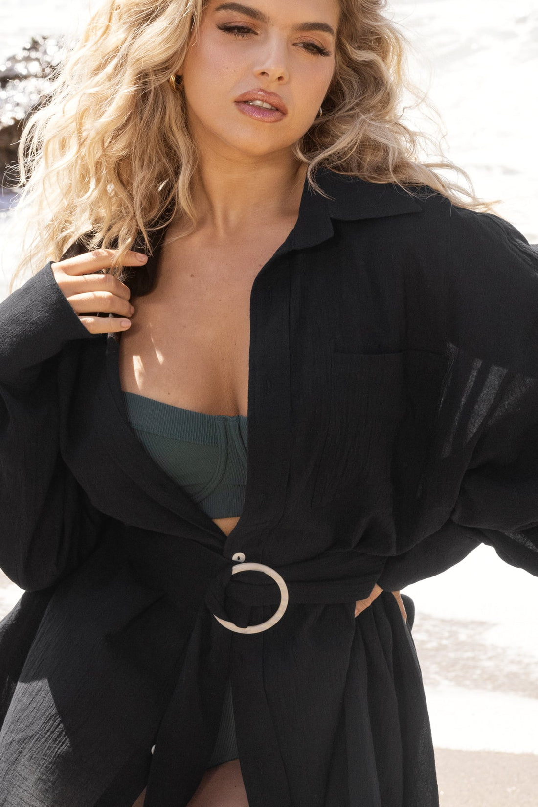 I Need a Vacation Shirt Dress - Black