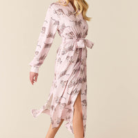 Della Cloud Jersey Banded Midi Robe in Tiger Lily