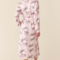 Della Cloud Jersey Banded Midi Robe in Tiger Lily