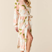 Della Cloud Jersey Banded Midi Robe in Magnolia