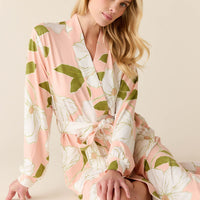 Della Cloud Jersey Banded Midi Robe in Magnolia