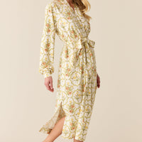 Della Cloud Jersey Banded Midi Robe in Fleur