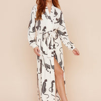 Skyler Cloud Jersey Banded Long Robe in Vinyasa