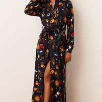 Skyler Cloud Jersey Banded Long Robe in Mystic