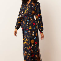 Skyler Cloud Jersey Banded Long Robe in Mystic