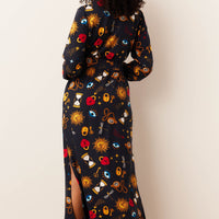 Skyler Cloud Jersey Banded Long Robe in Mystic