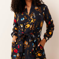 Skyler Cloud Jersey Banded Long Robe in Mystic