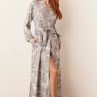 Skyler Cloud Jersey Banded Long Robe in Whisper