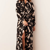 Skyler Cloud Jersey Banded Long Robe in Zodiac