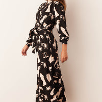 Skyler Cloud Jersey Banded Long Robe in Zodiac