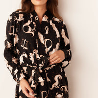 Skyler Cloud Jersey Banded Long Robe in Zodiac