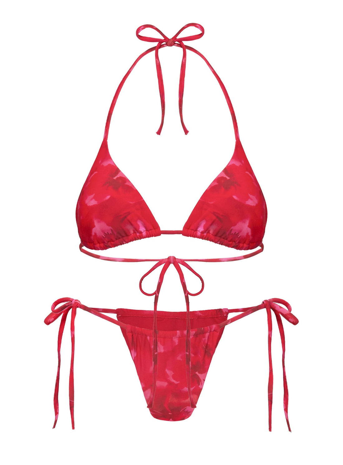 Jenner Triangle Bikini Top Red Floral