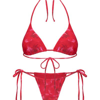 Jenner Triangle Bikini Top Red Floral