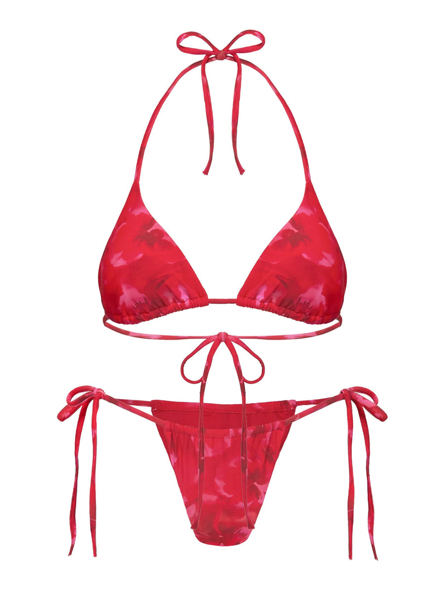 Jenner Triangle Bikini Top Red Floral