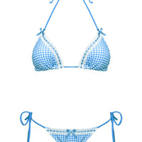 Jenner Triangle Bikini Top Blue Gingham