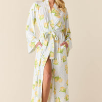 Kaia Cloud Jersey Kimono Robe in Lemon Spritz