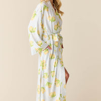 Kaia Cloud Jersey Kimono Robe in Lemon Spritz