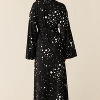 Kaia Cloud Jersey Kimono Robe in Black Stars