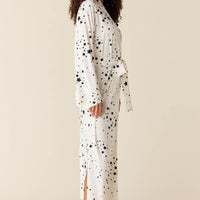 Kaia Cloud Jersey Kimono Robe in White Stars