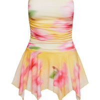 Minxie Strapless Playsuit Yellow / Pink