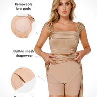 Shapewear Off Shoulder Shine Ruched Sculpting Maxi Dress