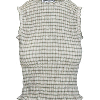Mousie Ruched Top Cream Plaid