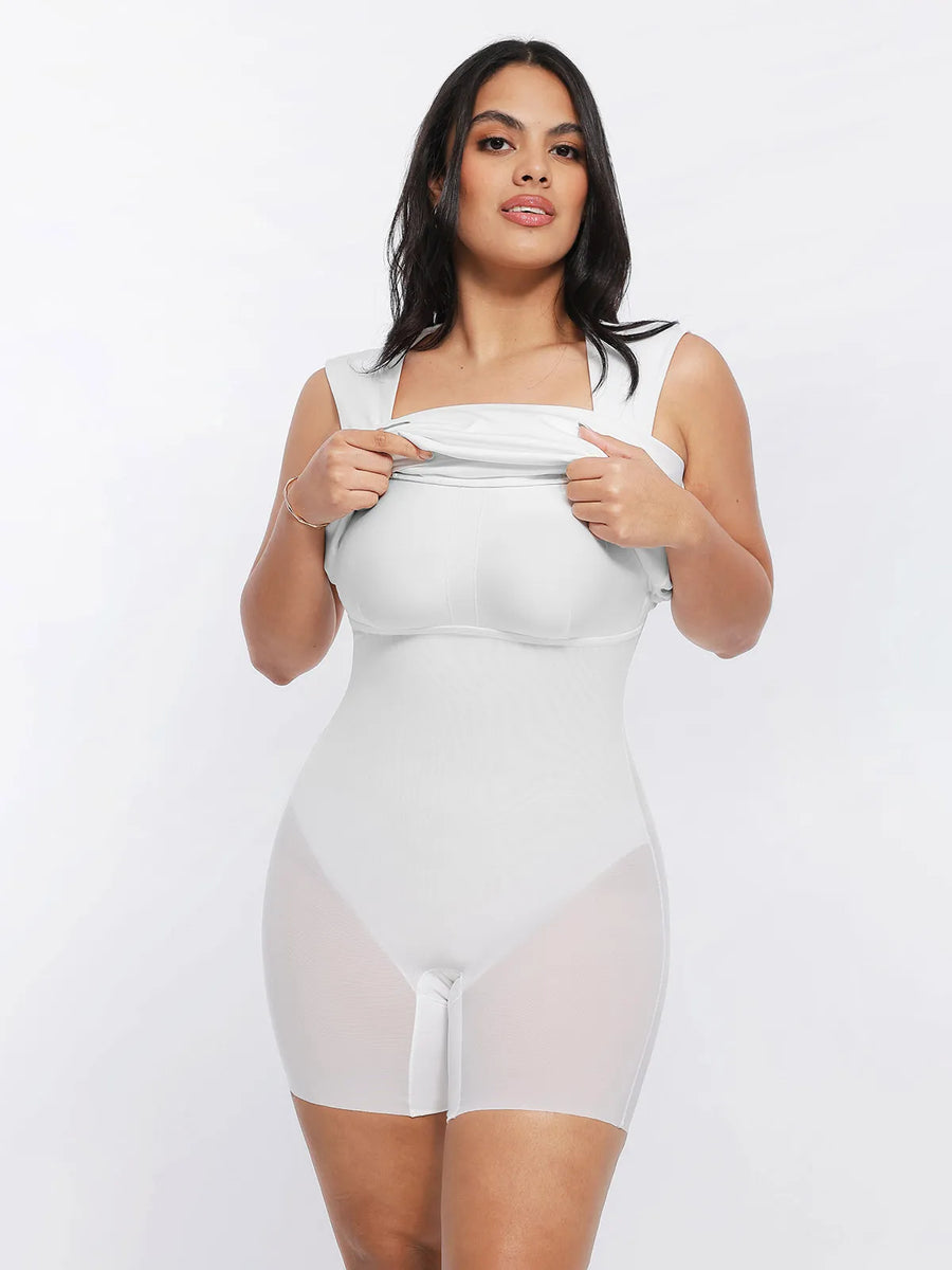 Shapewear Cut-in Square Neck Sculpting Midi Dress
