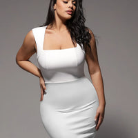 Shapewear Cut-in Square Neck Sculpting Midi Dress